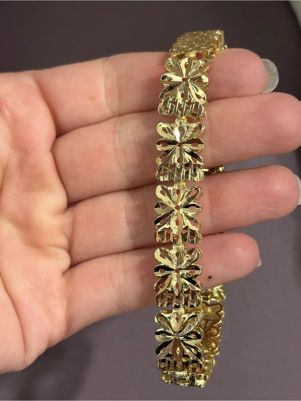 Gold Floral Link Bracelet for Women